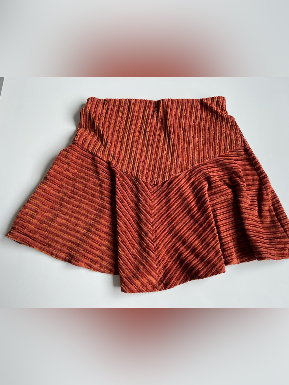 Free People Camden Ribbed Flared Mini Skirt- burnt orange - Picture 7 of 7